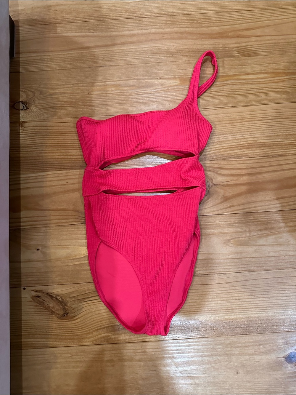 aerie One-Shoulder Cutout Swimsuit - Hot Pink